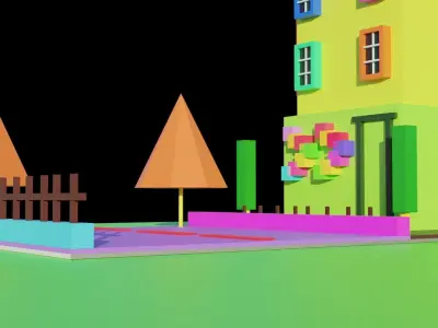 ColorBlind colorful house on field 3D print model
