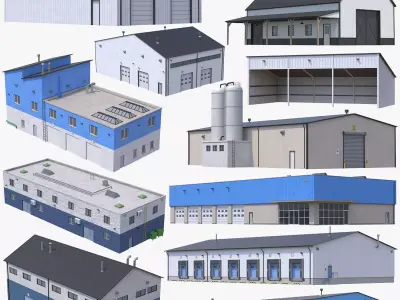 11 Industrial Buildings Collection 3D Model Pack