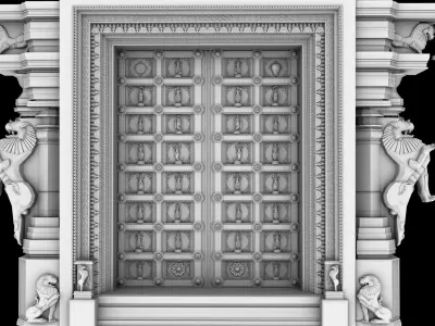 dasavathar vishnu traditional temple door 3D model