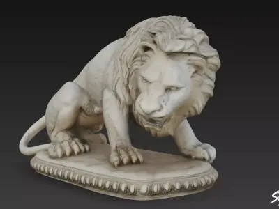 Lion Statue V18 Low-poly 3D model