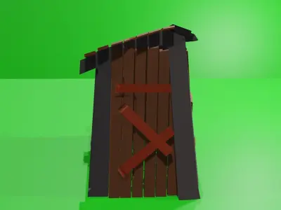3d  Barn or rural toilet low poly game ready Low-poly 3D model