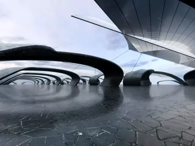 Sci-Fi Parametric Vault Corridor- Architectural Background- V2U3 Low-poly 3D model