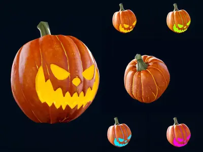 Halloween Pumpkin Head 02 - Game Ready - Textured PBR Low-poly 3D model