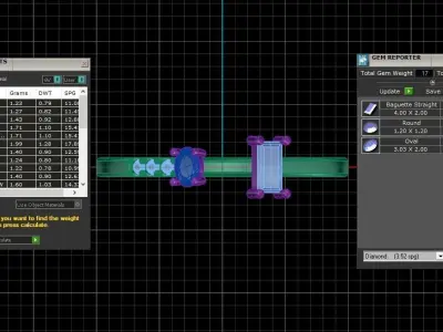 Solitaire Women Light Weight Baguette Oval stone Band Ring 3D print model