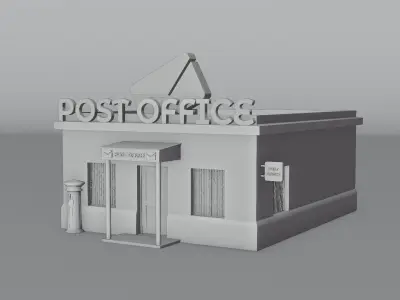 Post Office 3D Model - Simple Post Office Game Asset 3D model