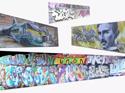 Graffiti walls collection II 3D Model Pack