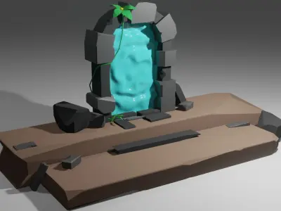 Low poly Portal tombstone with light Free low-poly 3D model