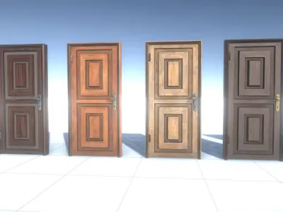 Door Set 2 different colored doors in row Low-poly 3D model