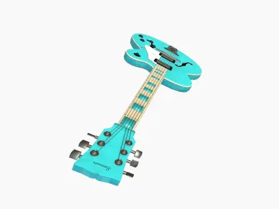 Electric Guitar J04 Light Blue - Music Instrument Design Low-poly 3D model