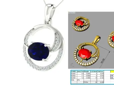 Earring Pendant Set 3dm STL OBJ FBX Render Details 3D print model order