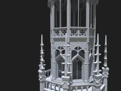 Gothic Tower Low-poly 3D model