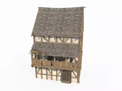 Medieval architectural folk houses 3D model