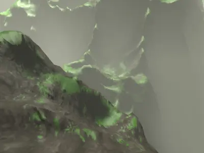 3D mountain with light shining 3D model