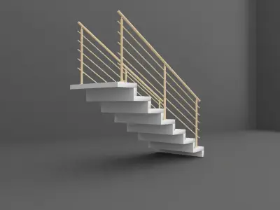 Stairs staircase gold Free 3D model