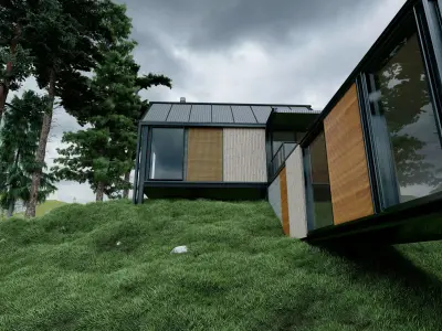 Modern Hillside House - Minimalist Architectural 3D model