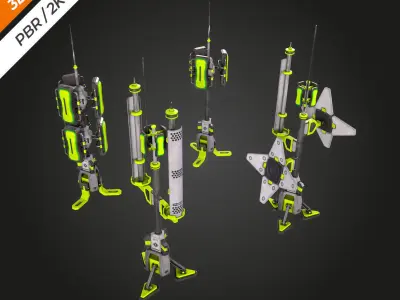 SCI-FI Antenna Low-poly 3D model