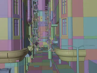 Retro Cyberpunk Atmosphere Street 3D model