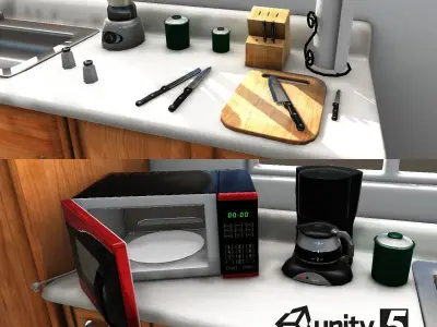Kitchen Items Low-poly 3D model