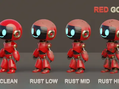 Rigged Cute Robot Character Low-poly 3D model