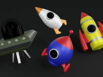 Spaceship pack  Low-poly 3D model