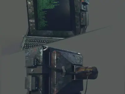 Cyberpunk PC old computer Low-poly 3D model