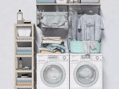 Laundry Area Washing Machine Set  3D model