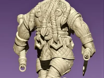 Dwarf with axes 3D print model