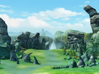 Cartoon Valley Scene 02 3D model