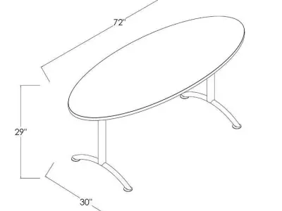 Racetrack Oval Conference Table 3D model