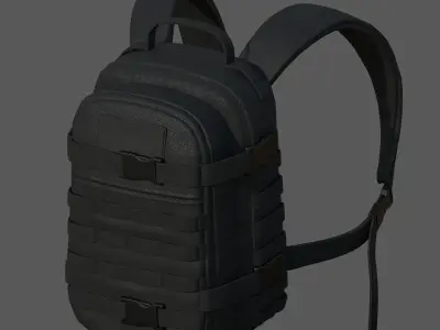 Backpack military combat Black baggage bag luggage  Low-poly 3D model