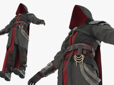  Eastern Shadow Assassin Outfit with Hooded Cape Black 