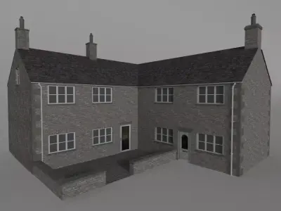 british uk cotswold stone house converted barn Low-poly 3D model