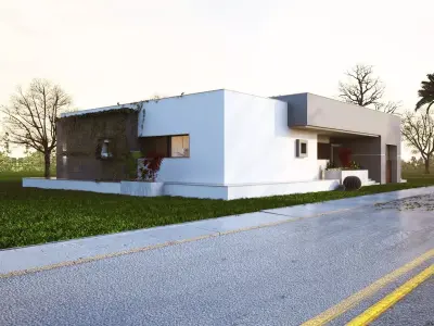3D Model Modern House on Open Plot Low-poly 3D model