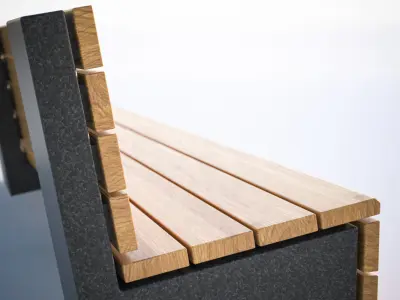 Bench with wooden panels 3D model