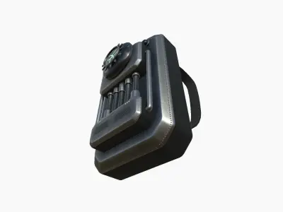 SciFi Backpack I01 Dark Metal - Fashion Character Design Low-poly 3D model