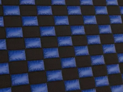 Blue and Black Checkered Padded Sci-fi Wall PBR Seamless Texture