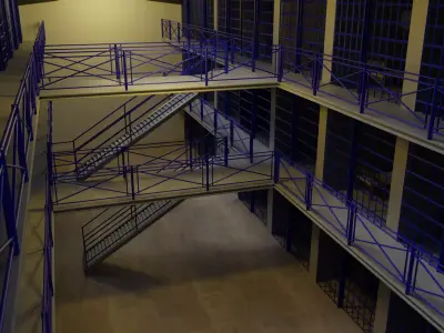 Prison cell with railings Low-poly 3D model