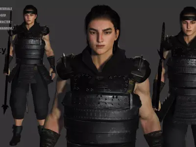 AAA 3D REALISTIC ASIAN JAPANESE CHARACTER - WARRIOR or KNIGHT Low-poly 3D model