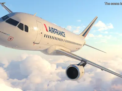  Airbus A319 Air France Rigged for Cinema 4D 