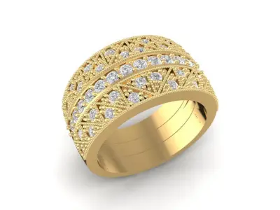 Luxury Wide Pave Diamond Band Ring  3076 3D print model