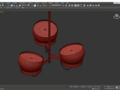 Lightwell Triple Chandelier Low-poly 3D model