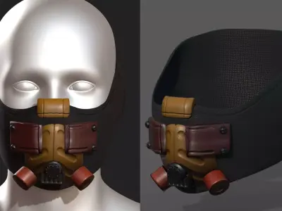 Gas mask respirator scifi futuristic 3d  Low-poly 3D model