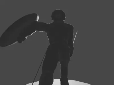 Beran man holding shield 3D print model