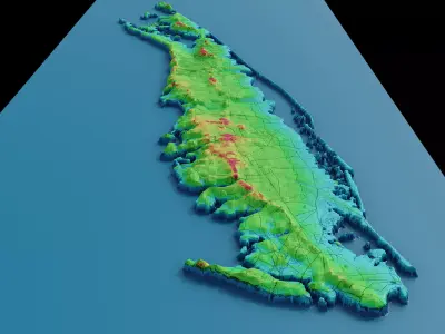 Topographic map of the Long Island and New-York 3D model