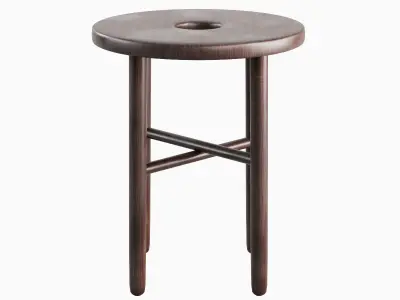 Namba Walnut Stool 01 Low-poly 3D model