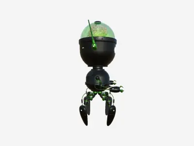 Brain Robot G10 Black Green - SciFi Character Design Low-poly 3D model