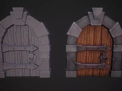 Stylized Handpainted Door Low-poly 3D model