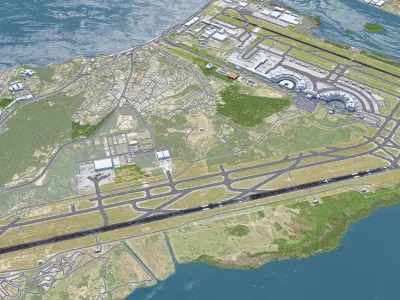 Rio De Janeiro Tom Jobim International Airport 12km Low-poly 3D model
