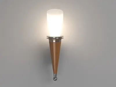 Sconce wall light with wooden cone 3D model