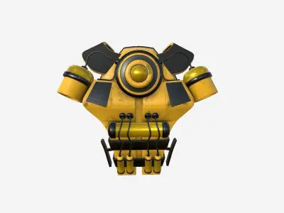 SciFi Backpack B03 Yellow Black - Fashion Character Design Low-poly 3D model